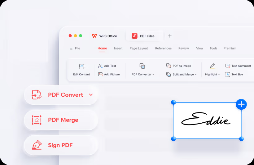 หน้าจอรวมสี่องค์ประกอบ WPS: เอกสาร ตาราง งานนำเสนอ และ PDF