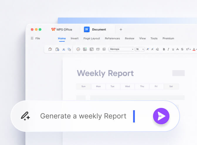 หน้าจอ WPS Office ร่างเอกสารด้วย AI ในโปรแกรมประมวลผลคำ